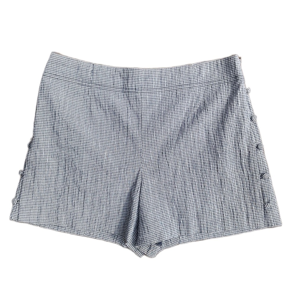 Club Monaco Navy White Gingham Vintage Style Cottagecore High Waist Mini Short 8